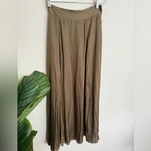 H&M Olive Satin Maxi Skirt